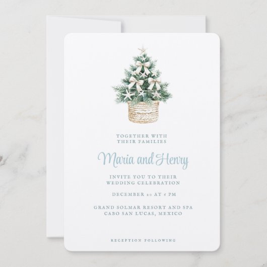 Coastal Christmas Tree | Beach Wedding Kaart (Voorkant)