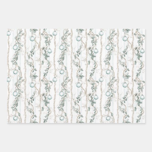 Coastal Christmas Watercolor Palms & Seashells Inpakpapier Vel (Voorkant 3)