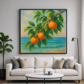 Coastal Citrus - Pastel Painting Style Orange Tree Poster