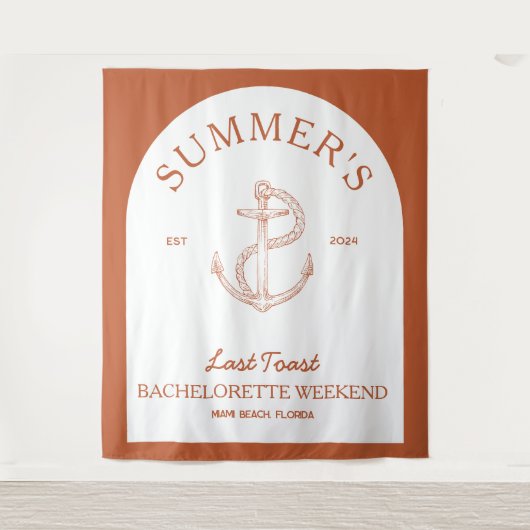 Coastal Classic Moderne Elegante Boho Bachelorette Wandkleed (Voorkant)