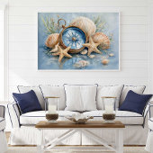 Coastal Compass Starfish Print | Wall Poster