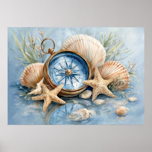 Coastal Compass Starfish Print | Wall Poster (Voorkant)