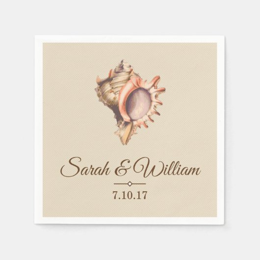 Coastal Conch Seashell | Gepersonaliseerd Servet (Voorkant)