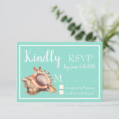Coastal Conch Seashell & Zee Glass Green RSVP (Staand voorkant)