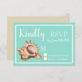 Coastal Conch Seashell & Zee Glass Green RSVP (Voorkant / Achterkant)