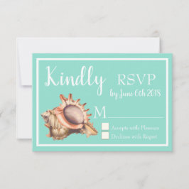 Coastal Conch Seashell & Zee Glass Green RSVP Kaartje