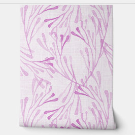 Coastal Coral and Seaweed in Soft Blush Pink Behang