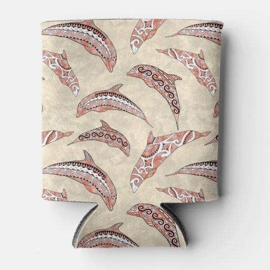 Coastal Coral Hawaiian Tribal Dolphins Blikjeskoeler (Voorkant)