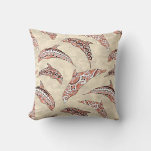 Coastal Coral Hawaiian Tribal Dolphins Kussen