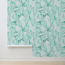 Coastal Coral in Soft Mint Green Behang