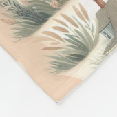 Coastal Cottage Lighthouse Pattern Fleece Deken (Hoek)