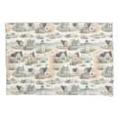 Coastal Cottage Lighthouse Pattern Kussensloop (Voorkant-Links)