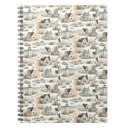 Coastal Cottage Lighthouse Pattern Notitieboek (Voorkant)