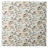 Coastal Cottage Lighthouse Pattern Tegeltje (Voorkant)