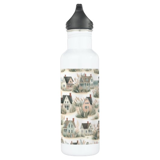 Coastal Cottage Lighthouse Pattern Waterfles (Rechts)