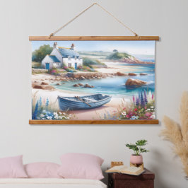 Coastal Cottage Seaside Rowboat Bloom Hangend Wandkleed