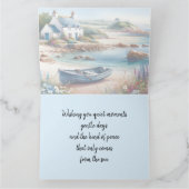 Coastal Cottage Seaside Rowboat Bloom Kaart (Binnen)