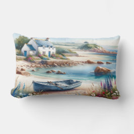 Coastal Cottage Seaside Rowboat Bloom Kussen