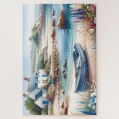 Coastal Cottage Seaside Rowboat Bloom Legpuzzel (Verticaal)