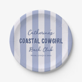 Coastal Cowgirl Bach Club Blauw Witte Strepen Papieren Bordje