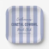 Coastal Cowgirl Bach Club Blauw Witte Strepen Papieren Bordje (Voorkant)