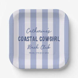 Coastal Cowgirl Bach Club Blauw Witte Strepen Papieren Bordje
