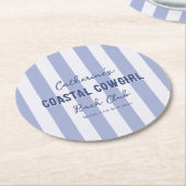 Coastal Cowgirl Bach Club Blauw Witte Strepen Ronde Kartonnen Onderzetter (Gebogen)