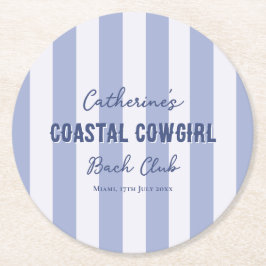 Coastal Cowgirl Bach Club Blauw Witte Strepen Ronde Kartonnen Onderzetter