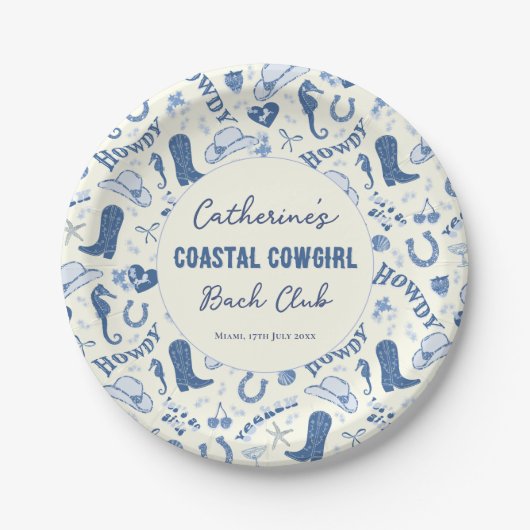 Coastal Cowgirl Bach Club Fun Pattern Papieren Bordje (Voorkant)