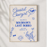 Coastal Cowgirl Bachelorette Downloadbaar Welkom Poster<br><div class="desc">Omarm de avontuurlijke geest en plezier met ons "Coastal Cowgirl" Bachelorette Weekend downloadbaar welkom poster. Dit unieke ontwerp combineert perfect de charme van de kust met de ruige elegantie van het wilde westen en vormt het podium voor een weekend vol gelach, vriendschap en onvergetelijke herinneringen. Het bord bevat handgetekende illustraties...</div>