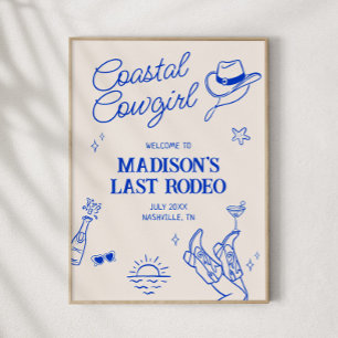 Coastal Cowgirl Bachelorette Downloadbaar Welkom Poster