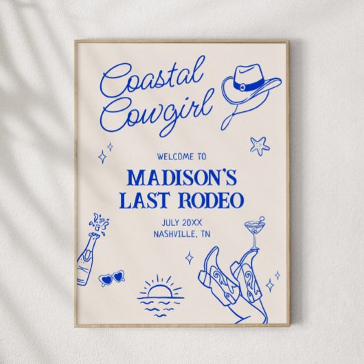 Coastal Cowgirl Bachelorette Downloadbaar Welkom Poster