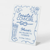 Coastal Cowgirl Bachelorette Weekendteken Reclamebord Met Voetstuk (Voorkant)