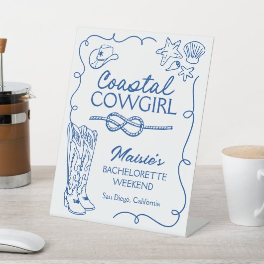 Coastal Cowgirl Bachelorette Weekendteken Reclamebord Met Voetstuk (Insitu)