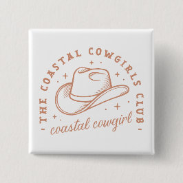 Coastal cowgirl beach club bruin esthetiek vierkante button 5,1 cm