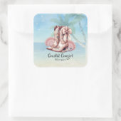 Coastal Cowgirl Beach Western Bloemen Laarzen Stic Vierkante Sticker (Tas)