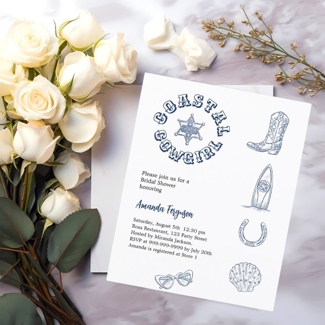 Coastal Cowgirl blauw Bruids Douche uitnodiging (Creator heeft geüpload)