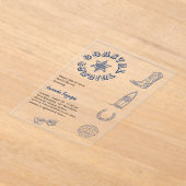 Coastal Cowgirl blauw strand helder Vrijgezellenfe Acryl Uitnodigingen (Laagn)