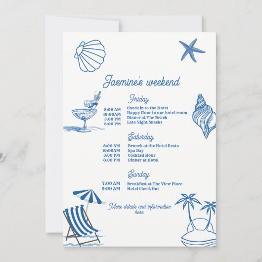 Coastal Cowgirl Blauwe Hand geschreven in Bachelor Kaart (Achterkant)