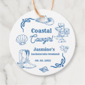 Coastal cowgirl Blue Ocean Bachelorette weekend Bedankjes Labels (Voorkant)