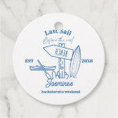 Coastal cowgirl Blue Ocean Bachelorette weekend Bedankjes Labels (Voorkant)