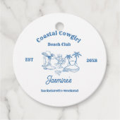 Coastal cowgirl Blue Ocean Bachelorette weekend Bedankjes Labels (Voorkant)