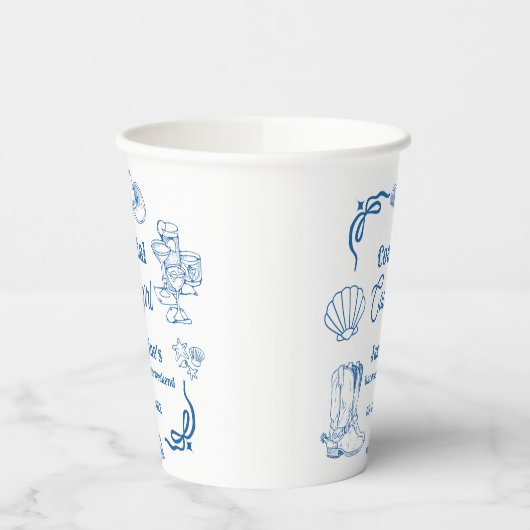 Coastal cowgirl Blue Ocean Bachelorette weekend Papieren Bekers (Links)