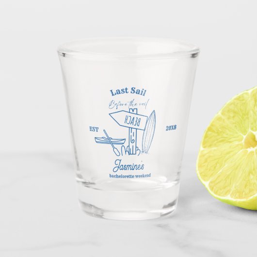 Coastal cowgirl Blue Ocean Bachelorette weekend Shot Glas (Voorkant)