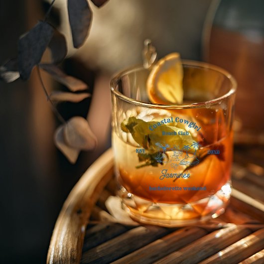 Coastal cowgirl Blue Ocean Bachelorette weekend Whisky Glas