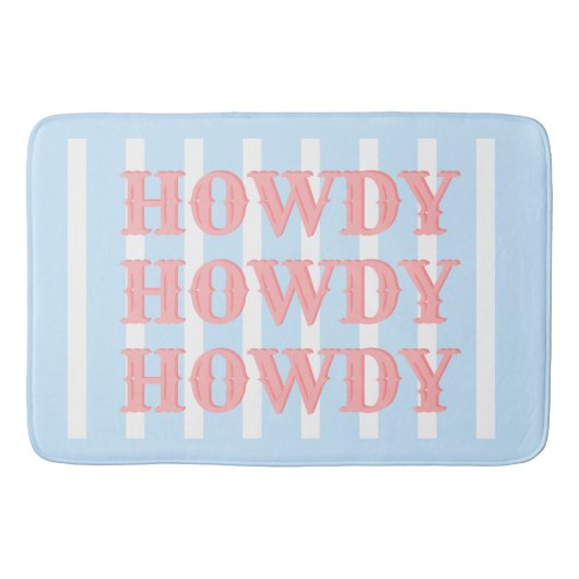 Coastal Cowgirl Blue Stripes Howdy Badmat (Voorkant)