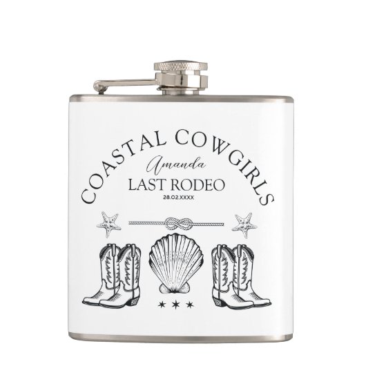 Coastal Cowgirl Boots Western Bachelorette Party Heupfles (Voorkant)