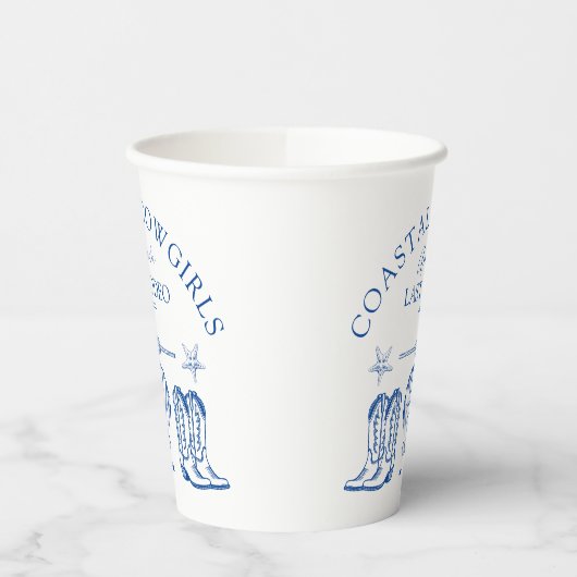 Coastal Cowgirl Boots Western Bachelorette Party Papieren Bekers (Links)