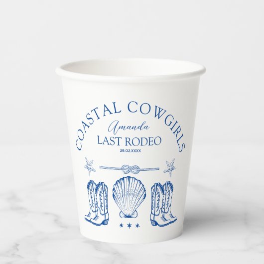 Coastal Cowgirl Boots Western Bachelorette Party Papieren Bekers (Voorkant)