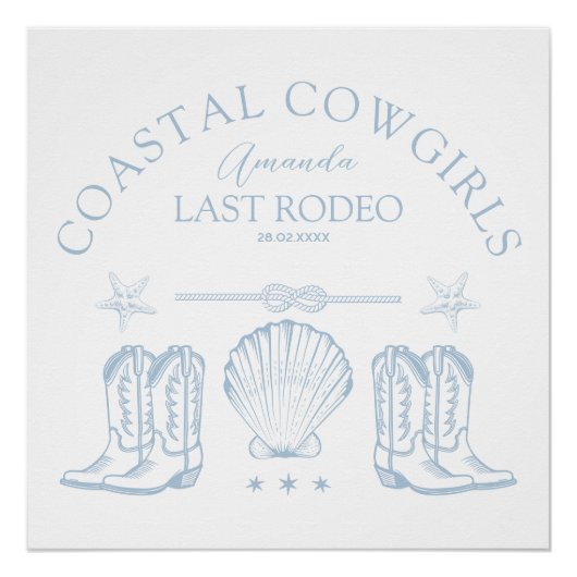 Coastal Cowgirl Boots Western Bachelorette Party Perfect Poster (Voorkant)